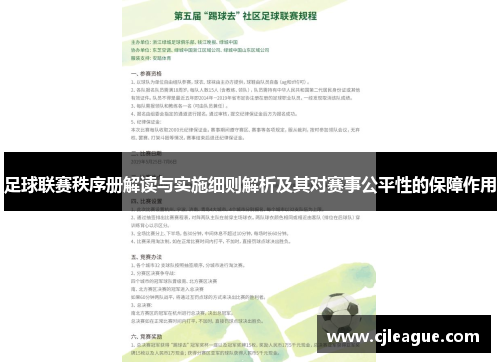足球联赛秩序册解读与实施细则解析及其对赛事公平性的保障作用